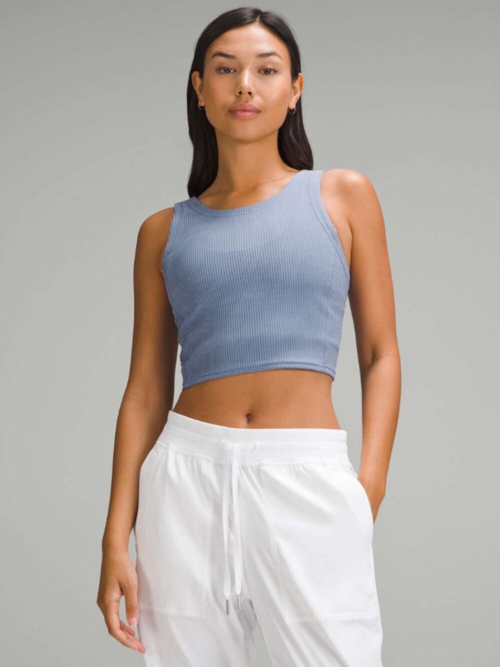 Lululemon Ribbed Softstreme Cropped Tank Top in Oasis Blue size 12